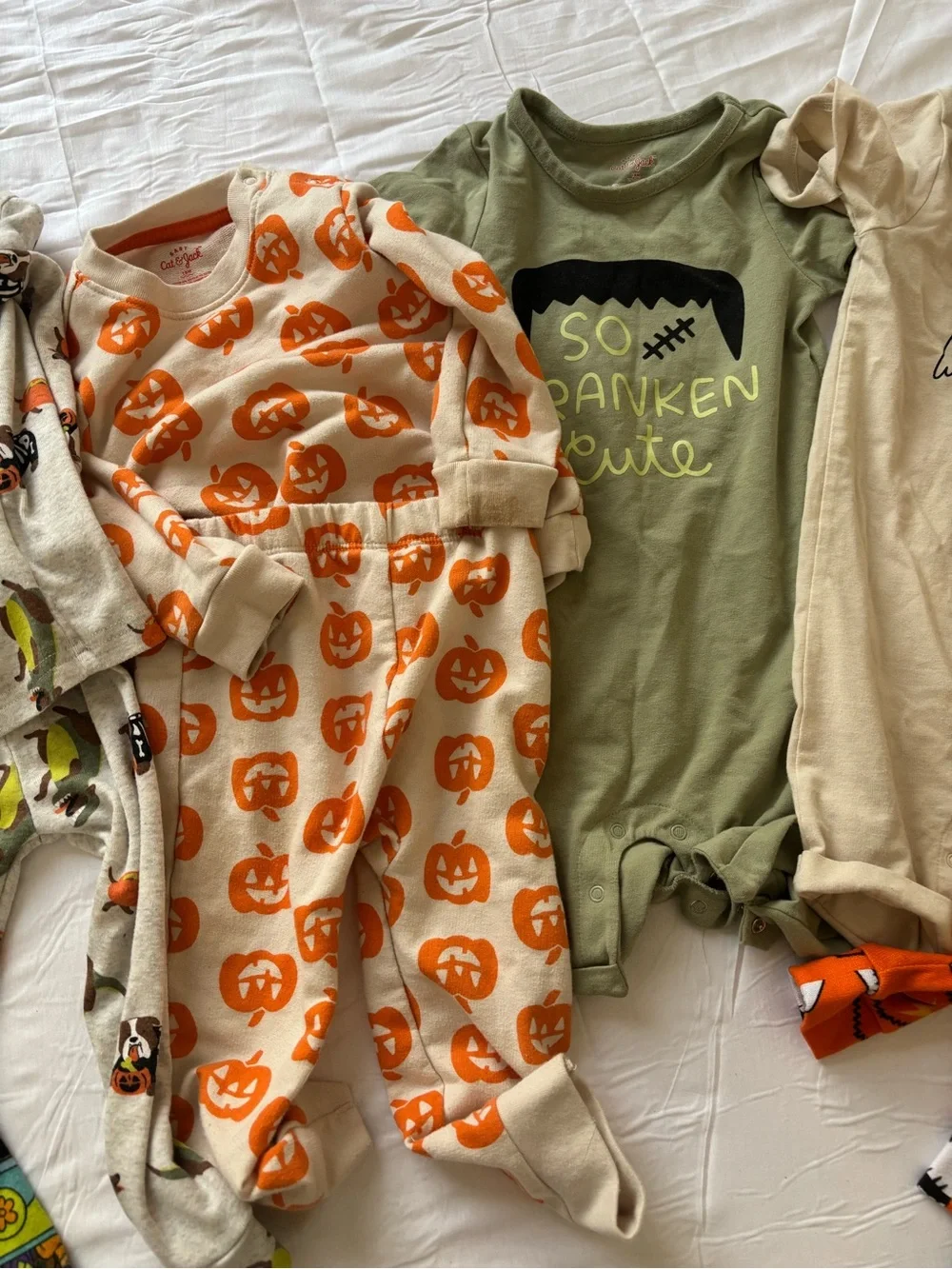 18 month halloween fall autumn bundle! 7 outfits/pajamas
